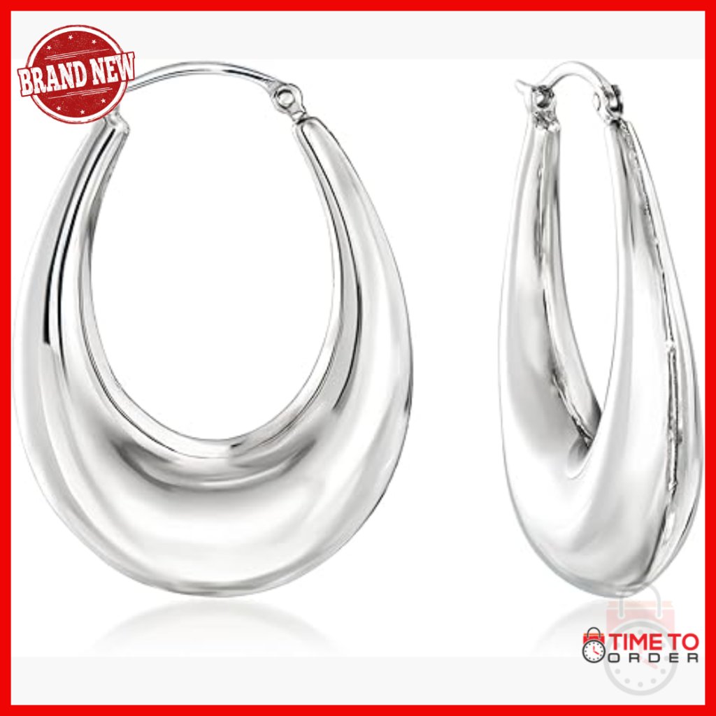 Sterling Silver Hoop Earrings 1.25 Inch Snap-Back Secure